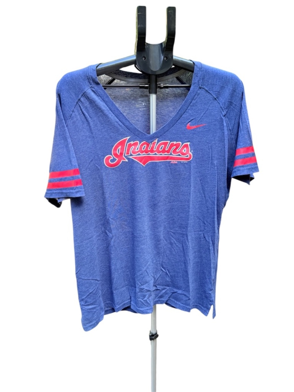 Nike Women's MLB Cleveland Indians Heathered Blue V-Neck T-Shirt Size XXL Ohio